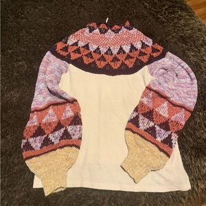 Free People Multicolor Cowl Neck Sweater